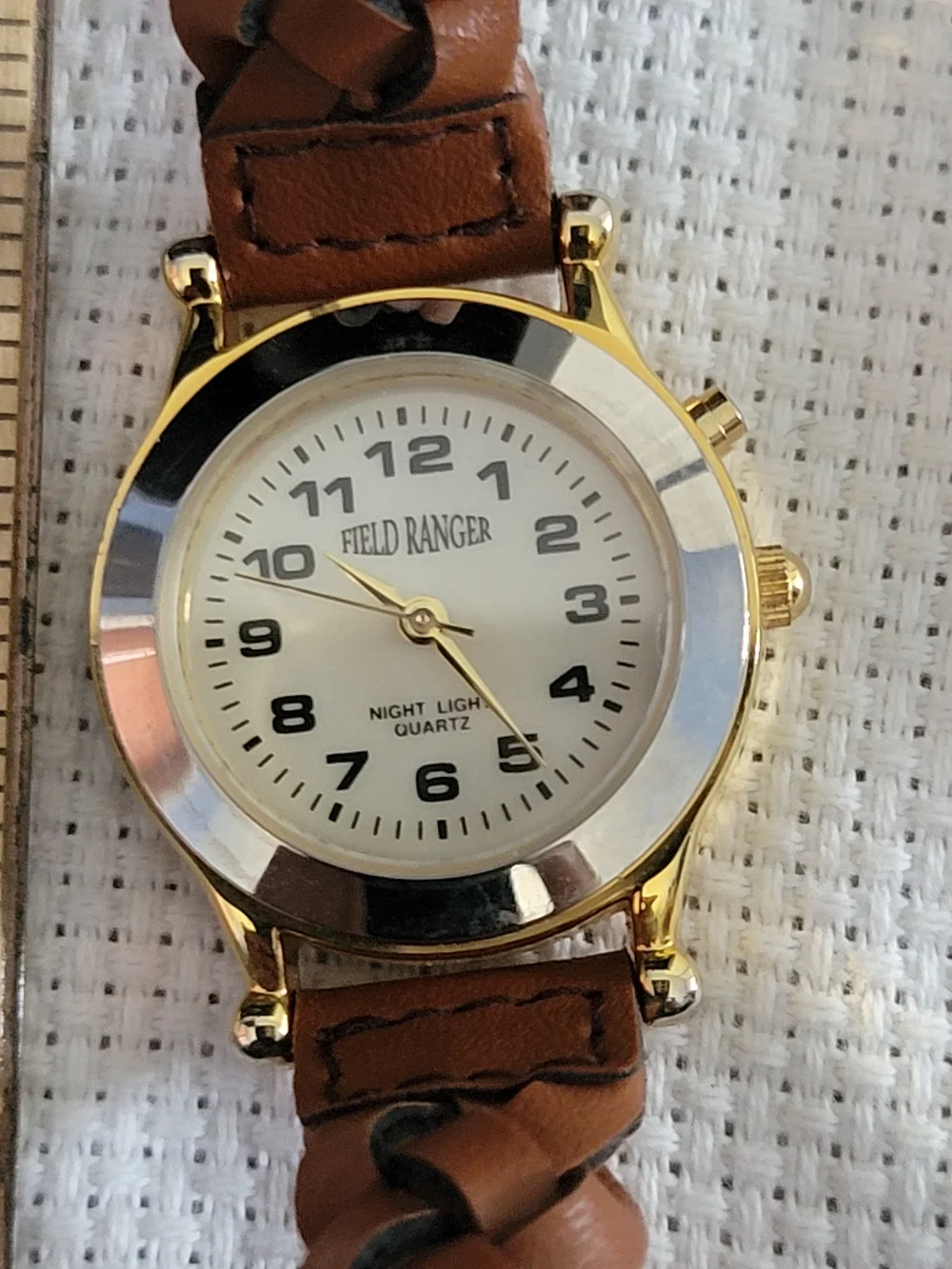 Indiglo Gold Tone Watch with Brown Leather Strap